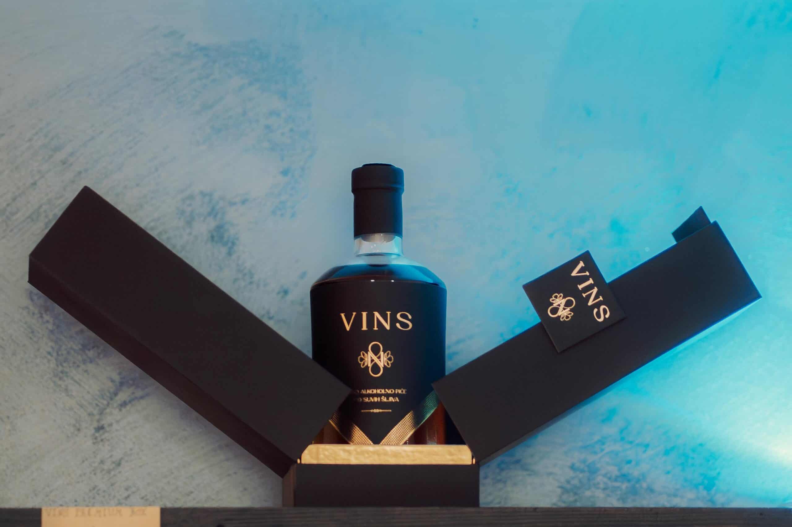High-quality NDV Rakija bottle with black box, perfect for gifting or tasting.