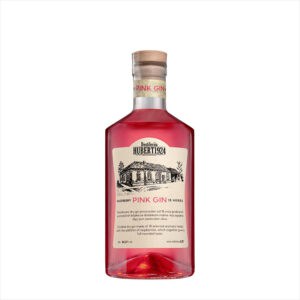 Pink gin with raspberry flavor and aromatic herbs, crafted by Huberti 1924. Perfect for cocktails and joyful gatherings.