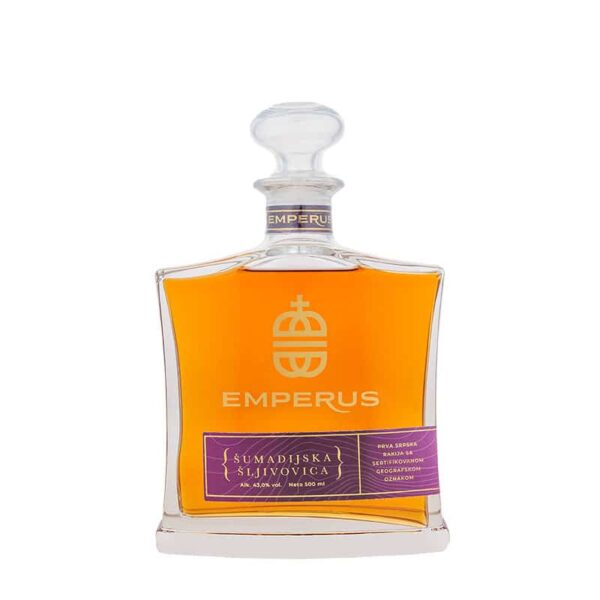 Premium Serbian rakija with apricot flavor, 45% alcohol, 500ml bottle.