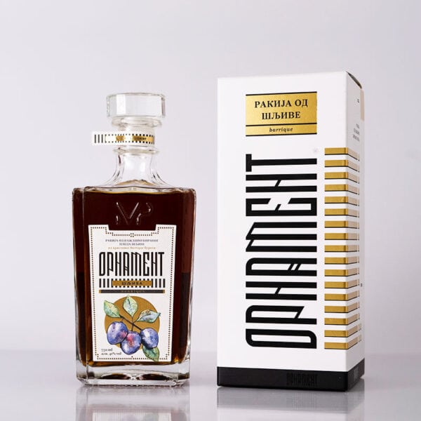 Delicious NDV Rakija from plums in a glass bottle, perfect for authentic Slovenian spirits.