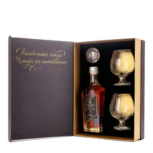 High-quality NDV Rakija gift box with glasses, perfect for spirits enthusiasts.