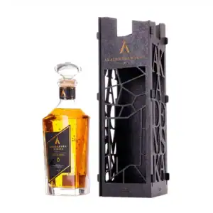 Premium rakija in a decorative glass bottle with stylish branding and unique gift box.