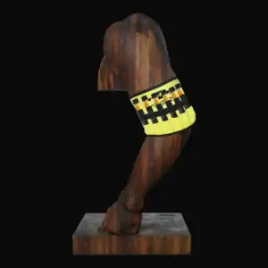 Unique wooden sculpture with beer bottles bandage for Rakija branding.