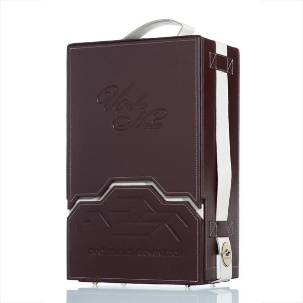 Elegant rakija storage with premium leather design, perfect for gifting or special occasions.