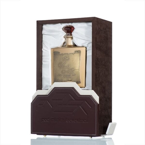 Elegant bottle of NDV Rakija in a luxurious presentation box.